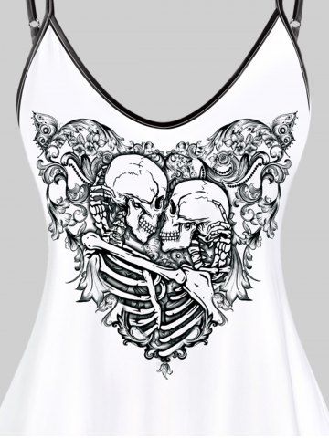 Plus Size & Curve Skulls Print Tank Top