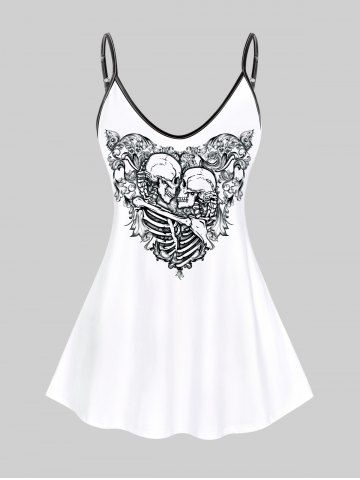 Plus Size & Curve Skulls Print Tank Top
