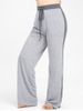 Pantalon Contrasté à Jambe Large Style de Curve de Grande Taille à Cordon - Gris Clair 4X
