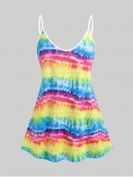 Plus Size & Curve Rainbow Tie Dye Flowy Cami Top -  