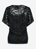 Plus Size & Curve Batwing Sleeve Sheer Lace Blouse and Camisole Set -  