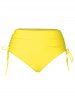 Maillot de Bain Tankini Péplum à Imprimé Soleil Style Vintage - Jaune XL