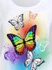 T-shirt Côtelé Ombré Papillon de Grande Taille à Manches Courtes - Blanc M | US 10