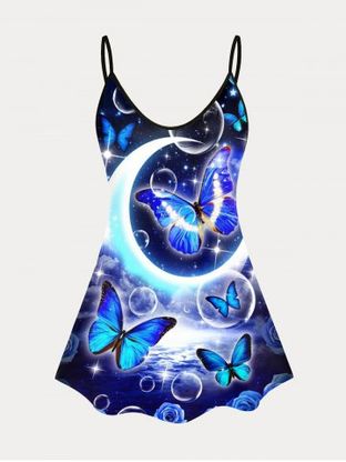Plus Size & Curve Butterfly Galaxy Tank Top