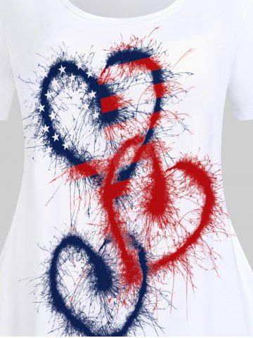 Plus Size & Curve Heart American Flag Print Patriotic Tee