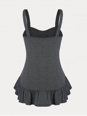 Plus Size & Curve Flounced Lace Up Tank Top