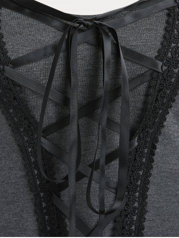 Plus Size & Curve Flounced Lace Up Tank Top