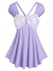 Top avec Empiècements en Dentelle Florale - Violet clair M