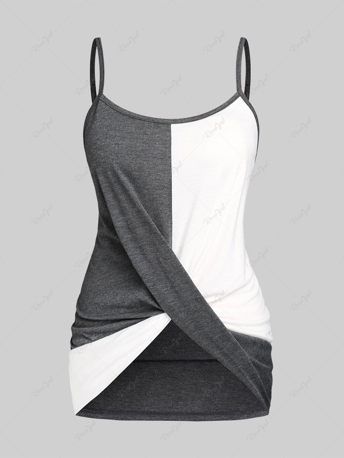 Discount Plus Size & Curve Two Tone Front Knot Tunic Tank Top  