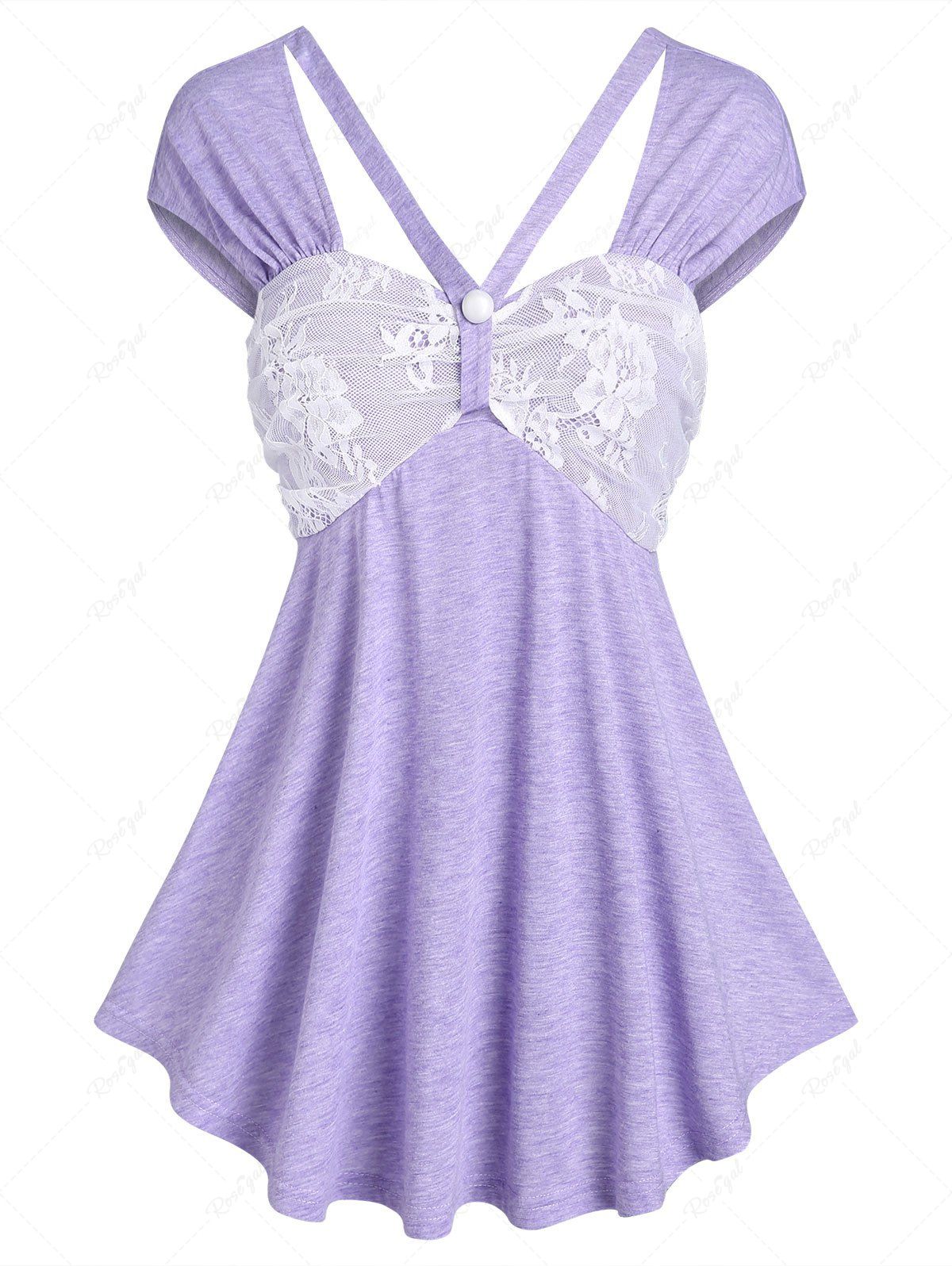 Hot Flower Lace Panel Top  