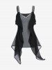Plus Size Sequined Colorblock Chiffon Overlay Tank Top -  