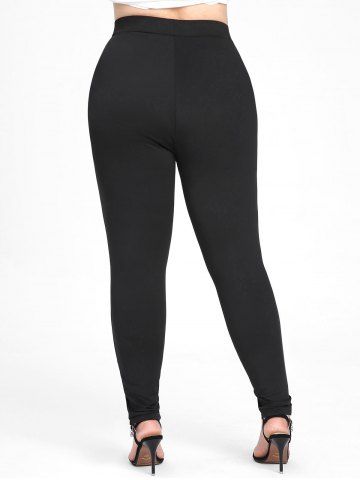 Plus Size Zip Button Embellish Leggings