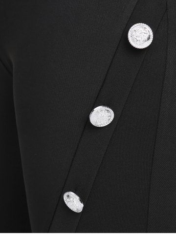 Plus Size Zip Button Embellish Leggings