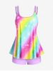 Plus Size & Curve Rainbow Color Starlight Boyleg Modest Tankini Swimsuit -  