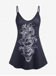 Plus Size & Curve Chinoiserie Dragon Print Oriental Tank Top -  