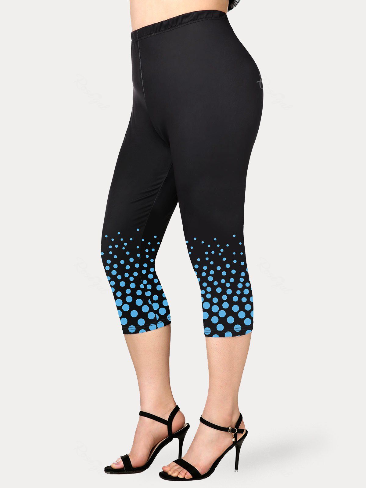 Online Plus Size & Curve Polka Dot High Waisted Capri Leggings  
