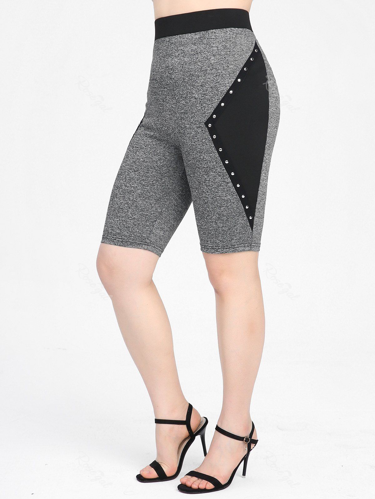 Store Plus Size & Curve Studded Heathered High Rise Short Leggings  