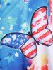 Patriotic American Flag Butterfly Tank Top and Skinny American Flag 3D Capri Jeggings Plus Size Summer Outfit -  