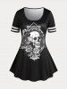 Rose Skull Gothic Tee and Leggings Plus Size Summer Outfit -  