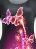 T-shirt Curve à Imprimé Papillon de Grande Taille - Rose clair 