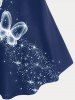T-shirt Evasé Décontracté à Imprimé Papillon de Grande Taille - Bleu profond M | US 10