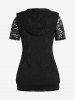 Plus Size & Curve Hooded Sheer Lace T Shirt and Tank Top Set -  