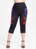 Plus Size & Curve American Flag Patriotic Lips Capri Leggings -  