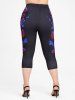 Plus Size & Curve American Flag Patriotic Lips Capri Leggings -  