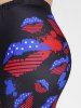 Plus Size & Curve American Flag Patriotic Lips Capri Leggings -  
