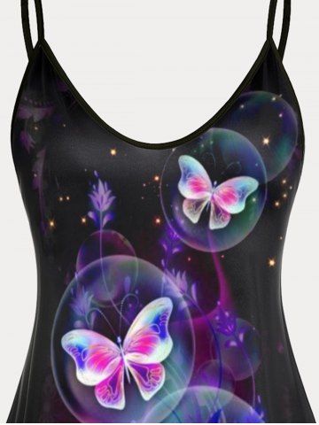 Plus Size & Curve Butterfly Floral Tank Top
