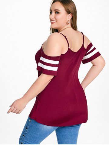 Plus Size & Curve Colorblock Cold Shoulder Crisscross Tee