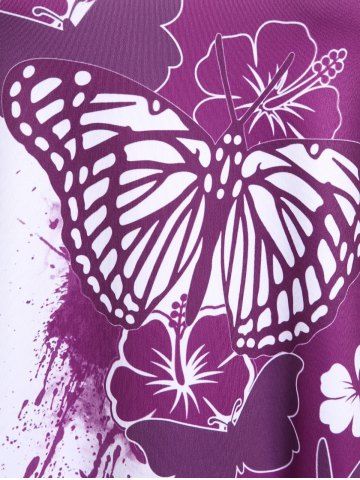 Plus Size & Curve Two Tone Butterfly Print Tee