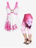 Butterfly Tie Tye Tank Top and Capri Leggings Plus Size Summer Outfit -  
