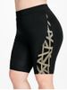 Metallic Stripe High Rise Plus Size Biker Shorts -  