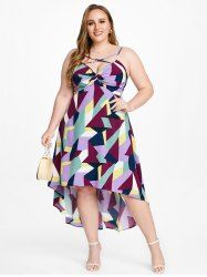 Robe Mi-Longue Courbe Haute Basse sans Dos à Bretelle de Grande Taille - Multi 4X | US 26-28