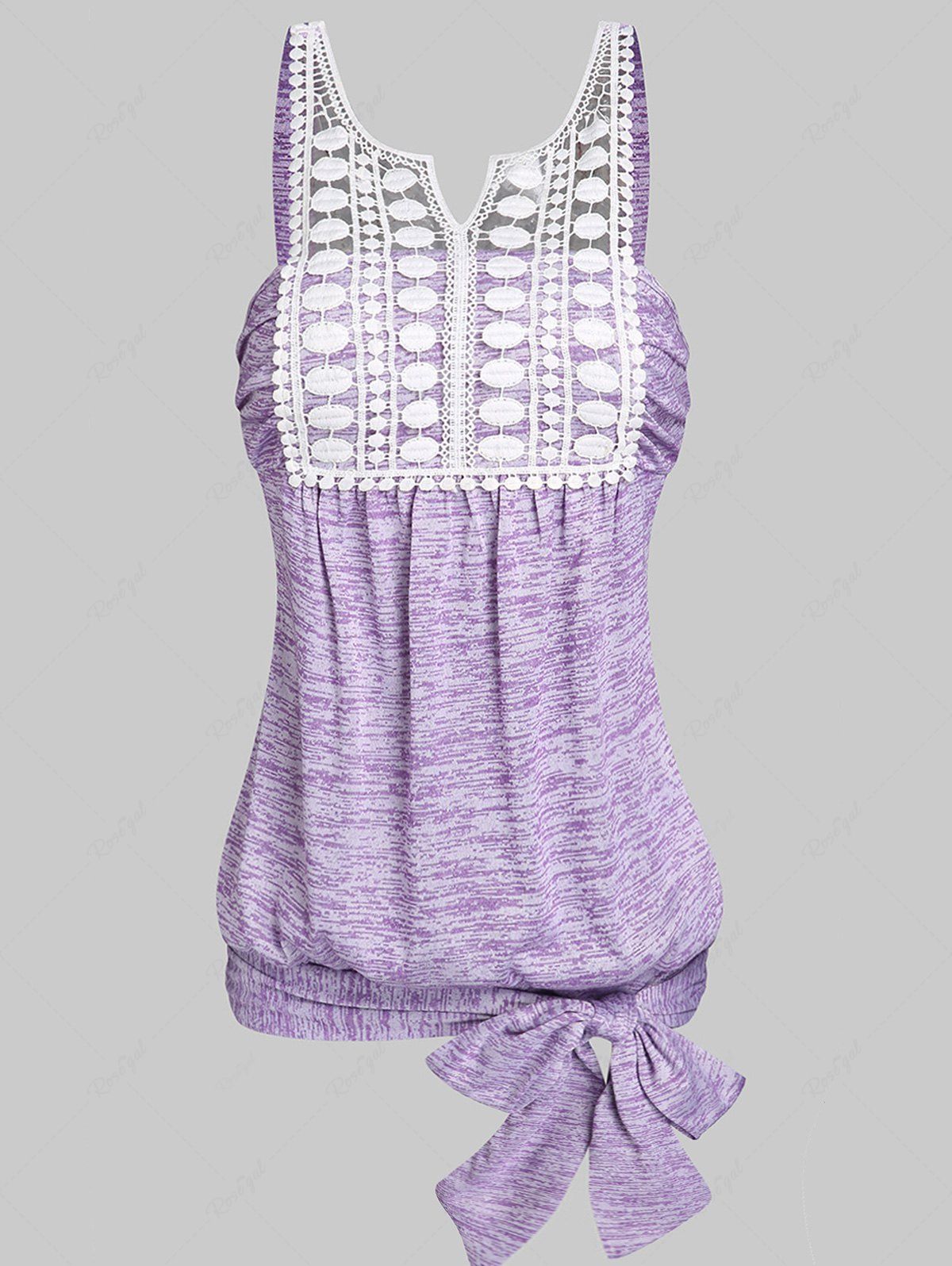 Cheap Guipure Spliced Space Dye Print Tank Top  