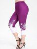 Colorblock Butterfly Print Tee and Capri Leggings Plus Size Summer Outfit -  