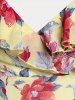 Cold Shoulder Ruffled Floral Print High Low Plus Size & Curve Midi Cottagecore Dress -  