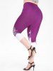 Plus Size & Curve High Waist Butterfly Print Capri Leggings -  