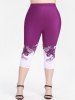 Plus Size & Curve High Waist Butterfly Print Capri Leggings -  