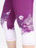 Plus Size & Curve High Waist Butterfly Print Capri Leggings -  