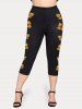 Plus Size Butterfly High Rise Capri Leggings -  