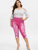 Legging Corsaire à Imprimé 3D Jean à Taille Haute de Grande Taille - Rose clair 3X | US 22-24