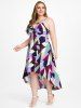 Robe Mi-Longue Courbe Haute Basse sans Dos à Bretelle de Grande Taille - Multi 3X | US 22-24