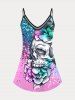 Plus Size & Curve Skull Floral Ombre Tank Top -  