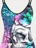 Plus Size & Curve Skull Floral Ombre Tank Top -  