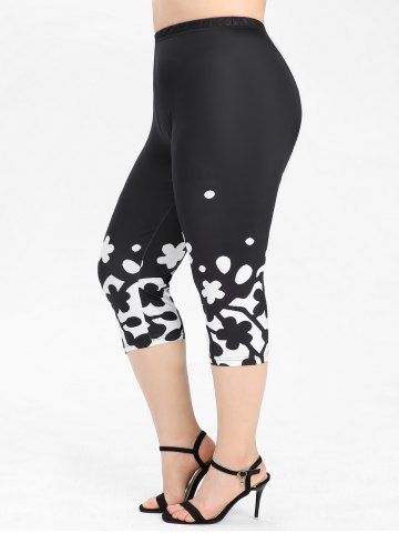 Plus Size & Curve High Waisted Floral Capri Leggings
