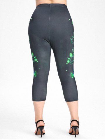 Plus Size & Curve High Waist Butterfly Print Capri Skinny Leggings