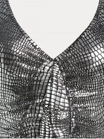 Plus Size & Curve Metallic Color Ruffled Party Bodycon Midi Dress