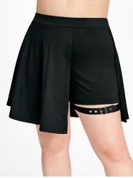 Plus Size & Curve High Waist Buckle Skorts -  